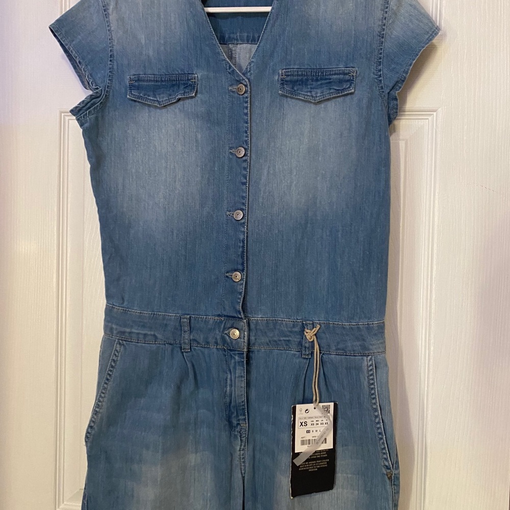 Zara Short Sleeve Denim Jumpsuit - Picture 5 of 5